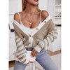 Womens Cardigan Striped Color Block Button Front Knit Cardigan Sweater Jacket - 3 of 4