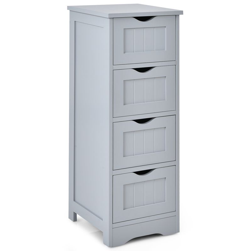 Tangkula 4 Drawers Bathroom Storage Cabinet Free-Standing Side Storage Organizer Grey, 5 of 8