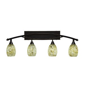 Toltec Lighting Bow 4 - Light Vanity in  Black Copper with 5" Ivory Glaze Seashell Shade - 1 of 1