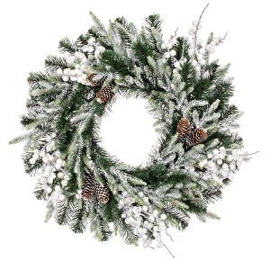 Vickerman Artificial Frosted Mixed Pine Wreath - 1 of 4