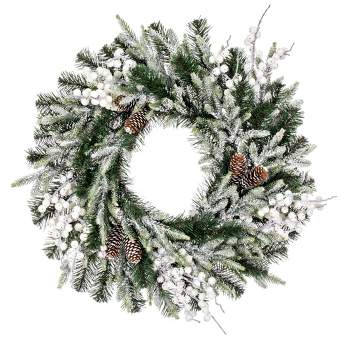 Vickerman Artificial Frosted Mixed Pine Wreath