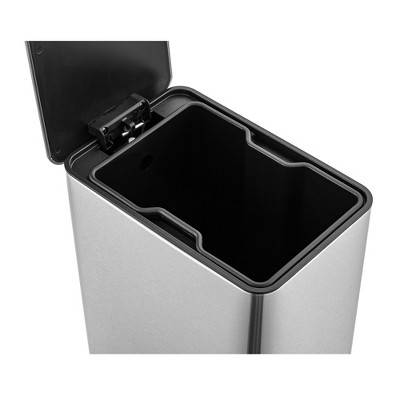 Slim Stainless Steel 2.6 Gallon Step-On Trash Can with Soft Close Lid