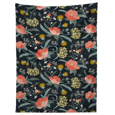 Heather Dutton Poppy Meadow Midnight Tapestry - Society6