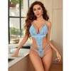 Clotth Women's Deep V Lace Teddy Bodysuit - Exquisite One Piece Lingerie, Babydoll Teddy Underwear - 2 of 4