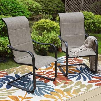 2pk Steel Patio Padded Sling C-Spring Arm Chairs - Captiva Designs