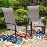 2pk Steel Patio Padded Sling C-Spring Arm Chairs - Captiva Designs
