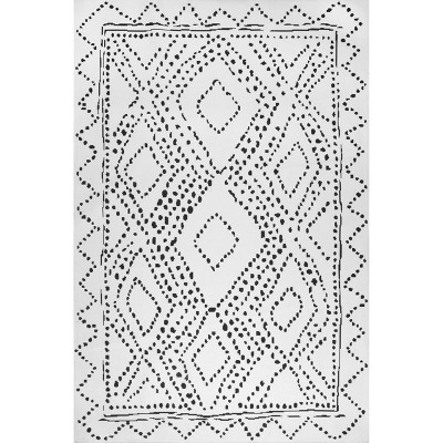 8'x10' Rectangle Loomed Geometric Area Rug White - nuLOOM