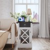 HDZNVF 15.4 inch Rustic Nightstand with Barn Door and Adjustable Shelf, White - 2 of 4