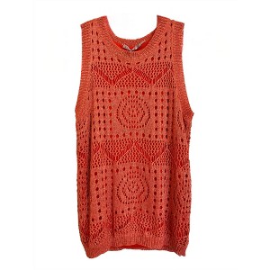 Women's Sleeveless Crochet Knit Tank - ESQUALO - 1 of 2