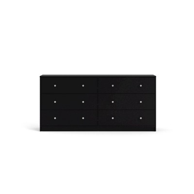 Black Double Horizontal 6-Drawer Dresser