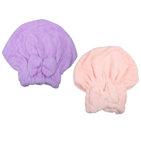 Unique Bargains Coral Fleece Hair Drying Towel Dry Cap 2 Pcs : Target