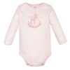 Hudson Baby Infant Girls Cotton Long-Sleeve Bodysuits 3-Pack, Little Love Fawn - 3 of 4