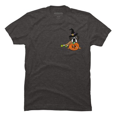 Men's Design By Humans Halloween Boxer Dog By TreeHouses T-Shirt