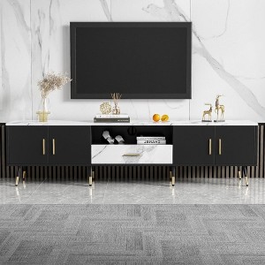 Whisen Modern Entertainment Center TV Stand for TVs up to 80'' with 2 Cabinets and Open Compartments - 1 of 4