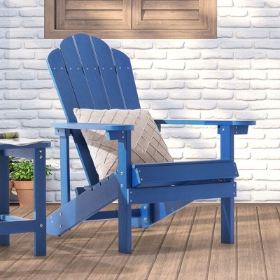 Sonkuki Faux Wood Adirondack Chair with High Back and Wide Seat