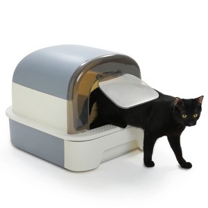 LunaLulinlk gray Large cat litter box with scoop, covered litter box - 1 of 4