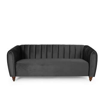 Richland Modern Glam Velvet Channel Stitch 3 Seater Sofa - Christopher Knight Home