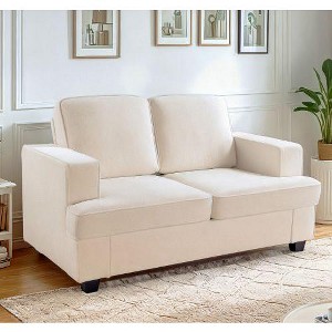 CAVINAS Modern Velvet Loveseat Sofa, Comfortable 2 Seater Couch with Deep Seating and High-Density Foam, Loose Back Cushions, Wide Arms - 1 of 4