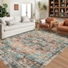 Washable Area Rug, Vintage Indoor Large Floor Cover, Retro Accent Mat, Non-Slip Thin Carpet for Living Room, Bedroom, Kitchen, Office Green-Brown - 3 of 4