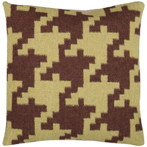 Surya 20 Square Houndstooth Indoor Throw Pillow Brown Green