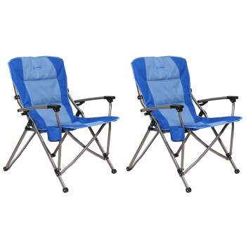 Kingcamp Padded Folding Lounge Chairs With Built In Cupholder, Insulated  Cooler Sleeve, And Side Storage Pocket For Indoor And Outdoors, 2 Packs,  Blue : Target