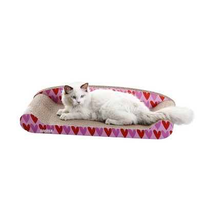 THE LICKER STORE Montego Coastal Patterned Cardboard Lounge Bed Cat Scratcher with Catnip