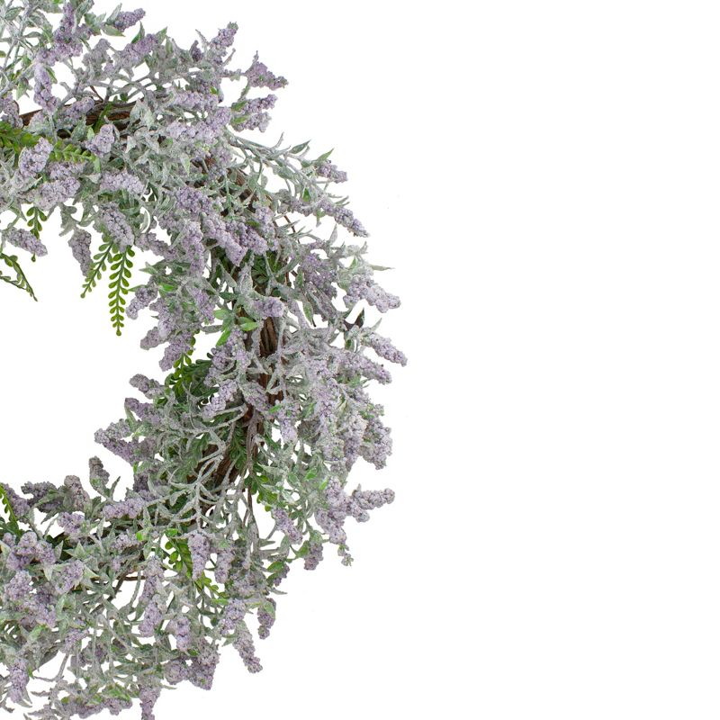 Northlight Lavender and Leaves Spring Floral Artificial Wreath, Purple - 22-Inch, 3 of 4