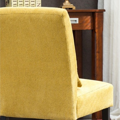 Dolonm 22.75 in. W Chenille Armless Accent Chair with Pillow & Solid Wood Legs for Living Room & Bedroom & Office