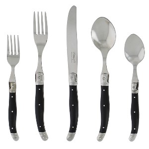 French Home 20pc Stainless Steel Laguiole Flatware Set Black Onyx - 1 of 4