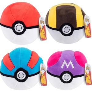 Pokemon 5" Poké Ball Plush 4-Pack - Pokeball, Great, Ultra, Master - Officially Licensed - Great Gift for Kids, Boys, Girls - 1 of 4