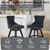 QingMoon Swivel Velvet Bar Stools Set of 2, Modern Counter Height Chairs with Button Tufted Back and Rivet Trim for Kitchen Island, Pub - 2 of 4