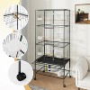 Large 3-Tier Bird Cage, 176 x 82 x 47 cm Metal Aviary with 360° Wheels, Perches, Feeders & Slide-Out Tray for Parrots, Budgies & Cockatiels, Black - 3 of 4