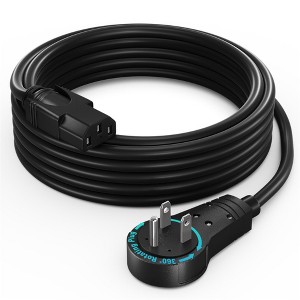 Maximm Power Cord Flat Plug 360° Rotating PC Cable 3 Prong for Desktop, Printer, Scanner, 16 AWG, IEC13 - 1 of 4