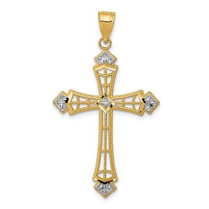 Black Bow Jewelry 14k Yellow Gold & White Rhodium D/C Passion Cross Pendant, 23 x 42mm - 1 of 4