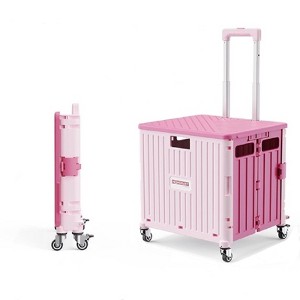 Viviendo Folding Shopping Trolley Portable Grocery Cart Rolling Wheel with Sliding Cover - 1 of 4