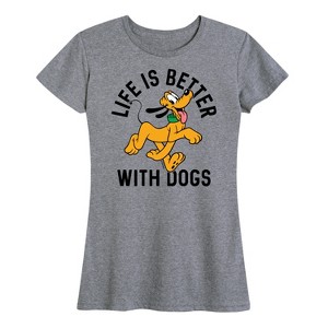 Women's - Disney - Pluto Life Is Better With Dogs Short Sleeve Graphic T-Shirt - 1 of 4