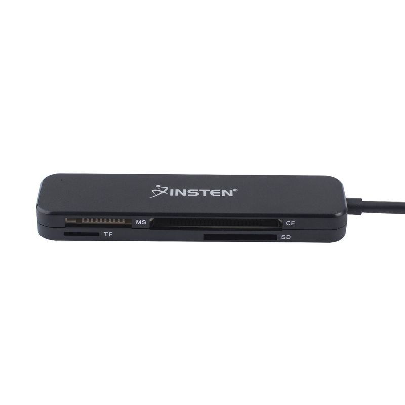 Insten 4 Slot Card Reader with Storage Pouch Compatible with USB 3.0, Simultaneously Reads/Writes SD, CF, MS, and microSD Memory Cards (Black), 5 of 6