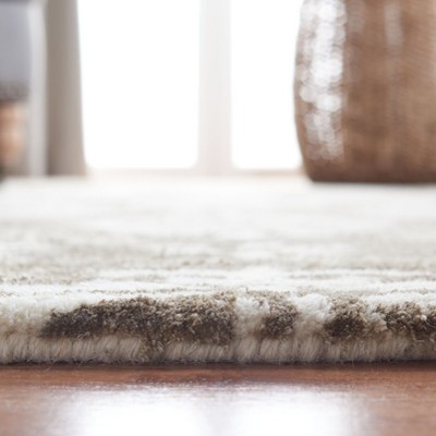 Ivory Rectangular Tufted Wool and Viscose Area Rug