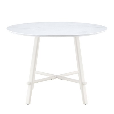 GlasFlength Dining Tables Modern Minimalist Circular Dining Table Patterned Tabletop for Multi Functional Spaces, White, 42"*42"*30"