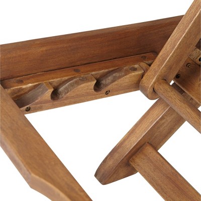 Natural Wood Adjustable Outdoor Lounger Chair with Arms