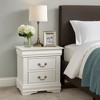 Royal Hampton 2 Drawer Wooden Nightstand with Metal Hanging Pulls and Bracket Feet, White - 2 of 4