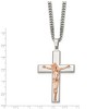 Black Bow Jewelry Stainless Steel & Rose Tone Plated Large Crucifix Necklace, 24 Inch - 3 of 4