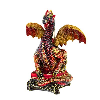 Glitter Lab 6.25 In Red Dragon Ornament Hand Painted Glittered Tree Ornaments
