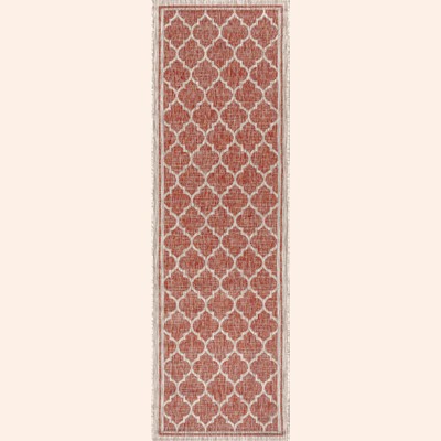 Moroccan Trellis Red/Beige Indoor/Outdoor Flatweave Rug