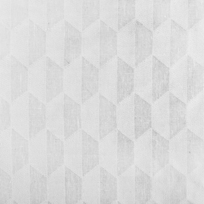 White Geometric Clipped Jacquard Light-Filtering Rod Pocket Curtain Panel