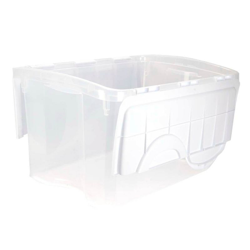 Sterilite Clear Hinged Lid Storage Tote Box Container with Attached Hinged Lids for Home Organization, 3 of 7