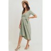 Hello Miz Women's Hi-Low Short Sleeve V Neck Maternity Wrap Dress with Belt - 2 of 4