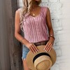 Clearlove Women's Cable Knit Sweater Vest V-Neck Sleeveless Tank Top Short Sleeve Shirts Summer Vacation Casual Ribbed Tops - 2 of 4