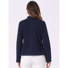 Allegra K Women's Stand Collar Long Sleeve Open Front Distressed Denim Blazer - 3 of 4
