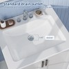 COZONY Bathroom Vessel Sink, White Ceramic Semi-Recessed Square Countertop, Basin with Faucet Hole for Modern Vanity - 4 of 4